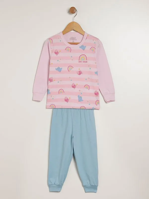Pijama Longo Infantil Para Menina - ROSA/AZUL 1