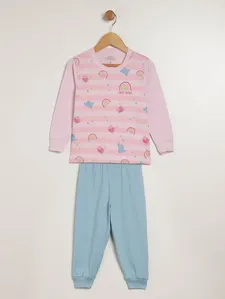 Pijama Longo Infantil Para Menina - ROSA/AZUL 1