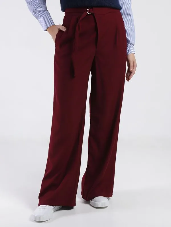 Calça Reta Alfaiataria Feminina VINHO M