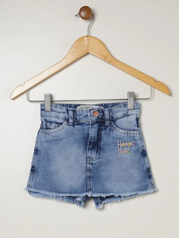 Short Saia Jeans Infantil Para Menina - AZUL 4