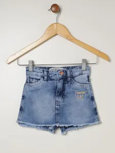 Short Saia Jeans Infantil Para Menina - AZUL 4