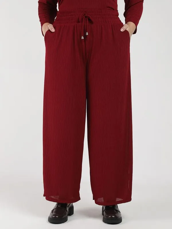 Calça Wide Leg Autentique Plus Size Feminina VINHO G4