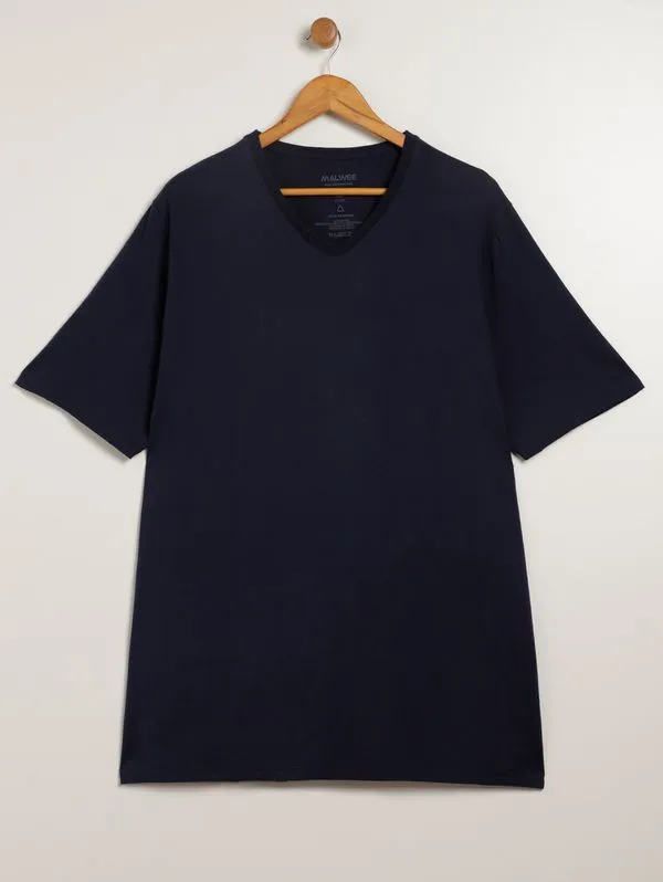 Camiseta Manga Curta Básica Plus Size Masculina MARINHO G4