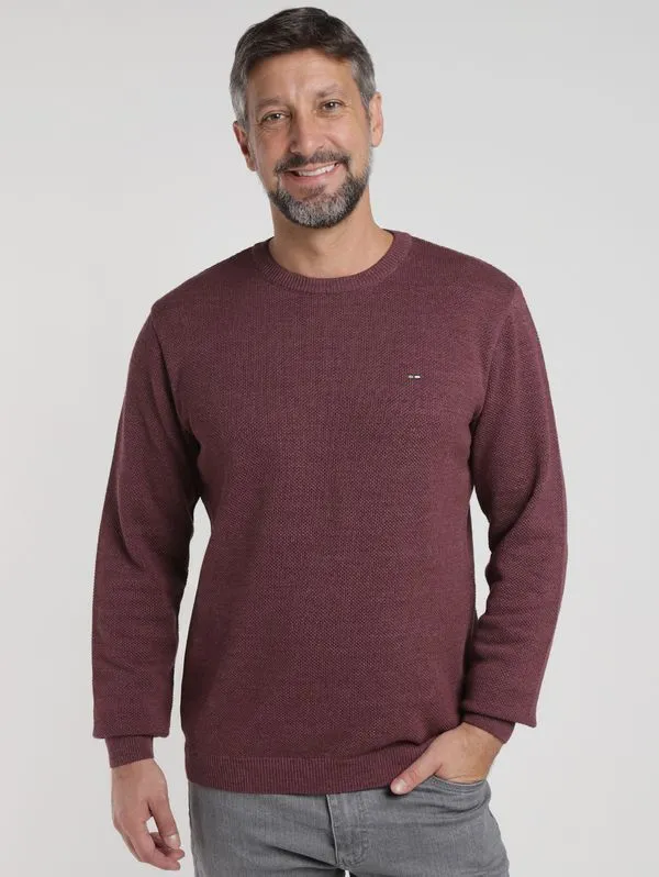 Blusão Tricot Manga Longa Masculino BORDO GG