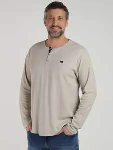 Camiseta Manga Longa Masculina BEGE P
