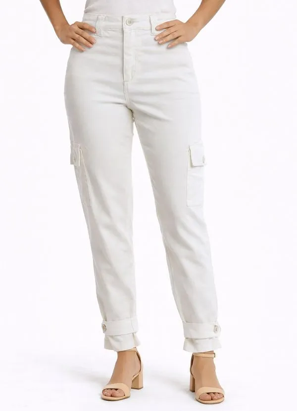 Calça Sarja Mom Cargo Sawary Feminina OFF WHITE 36