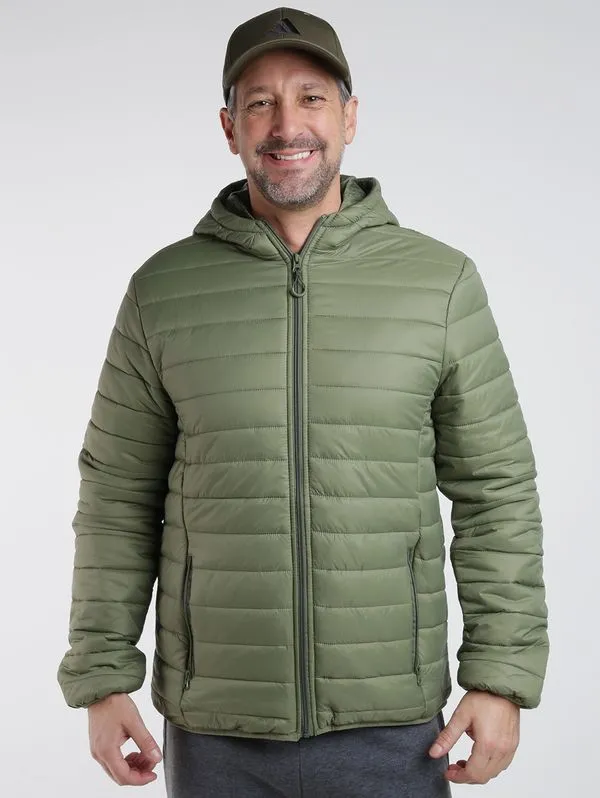 Jaqueta Puffer Com Capuz Masculina VERDE G