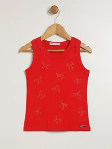 Blusa Manga Curta Infantil Para Menina - VERMELHO 10