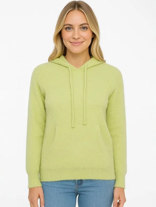 Blusão Tricot Com Capuz Feminino VERDE G