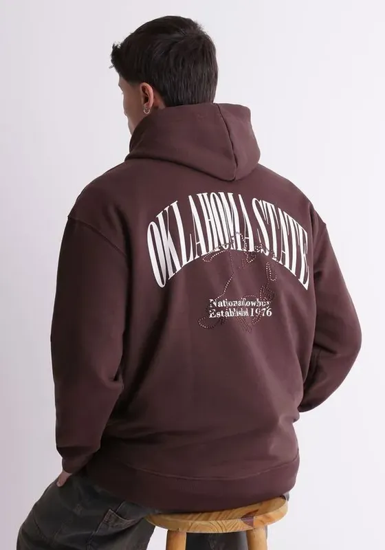 Moletom com capuz estampa oklahoma Marrom P