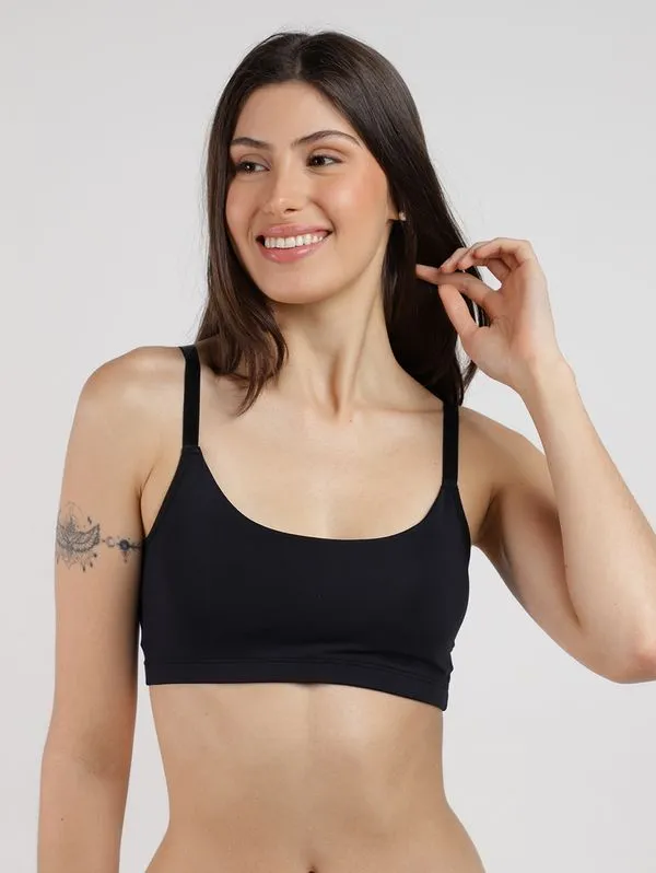 Sutiã Top Inteiro Bojo Removível Feminino PRETO P