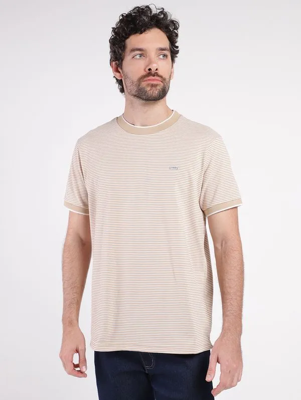 Camiseta Manga Curta Masculina BEGE M