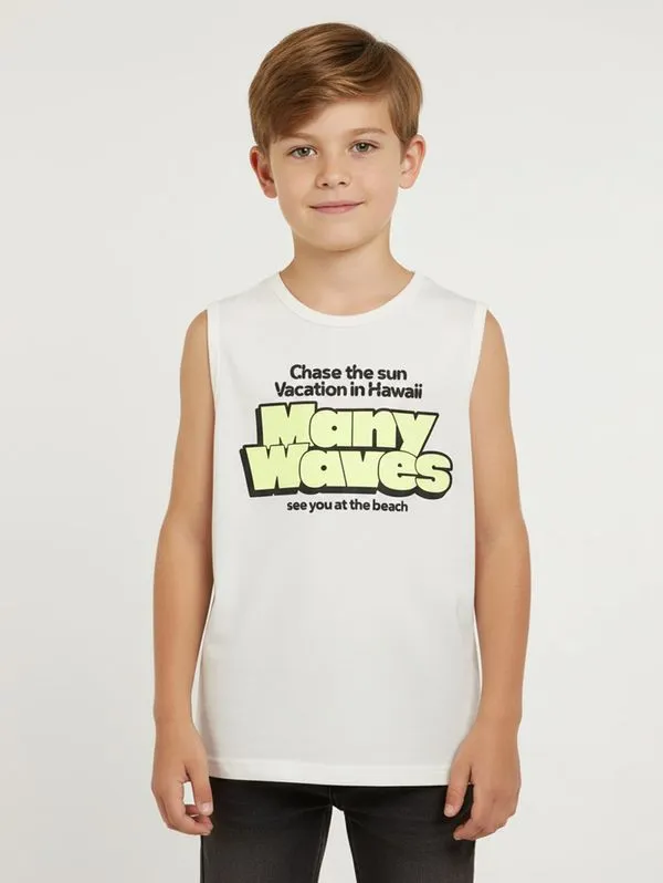 Camiseta Regata Juvenil Para Menino - OFF WHITE 12