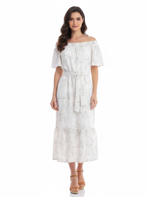 Vestido Longo Ciganinha Autentique Feminino OFF WHITE G