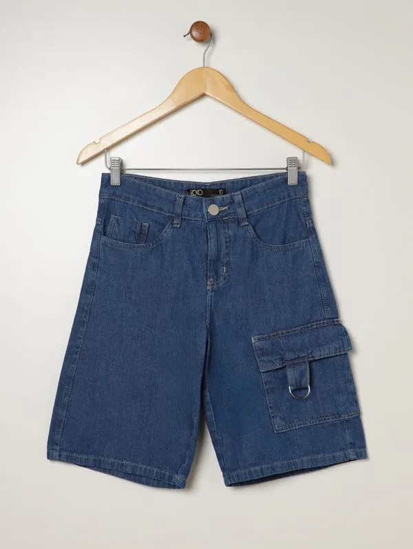 Bermuda Jeans Baggy Juvenil Para Menino - AZUL 10