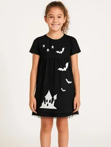Vestido Tule Halloween Infantil Para Menina- PRETO 8