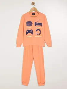 Pijama Longo Infantil Para Menino - LARANJA 10