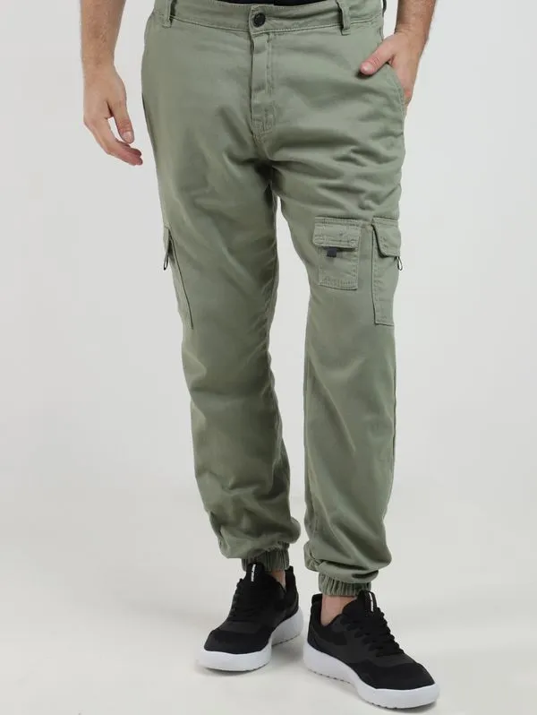 Calça Sarja Cargo Jogger Masculina VERDE CLARO 40