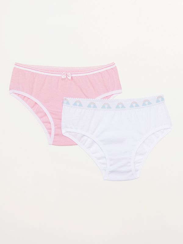 Kit com 02 Calcinhas Selene Infantis ROSA/BRANCO P