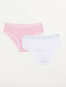 Kit com 02 Calcinhas Selene Infantis ROSA/BRANCO P