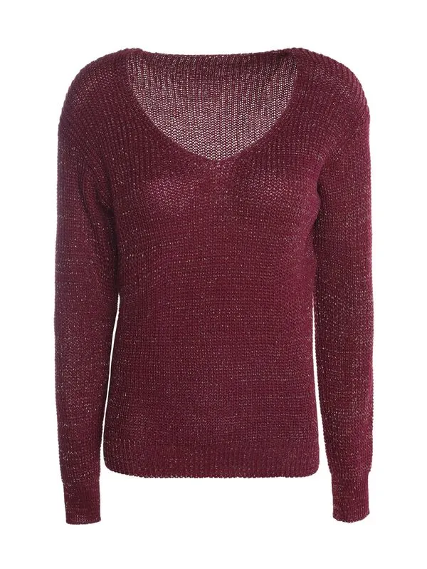 Blusão Lurex Decote V Feminino BORDO G