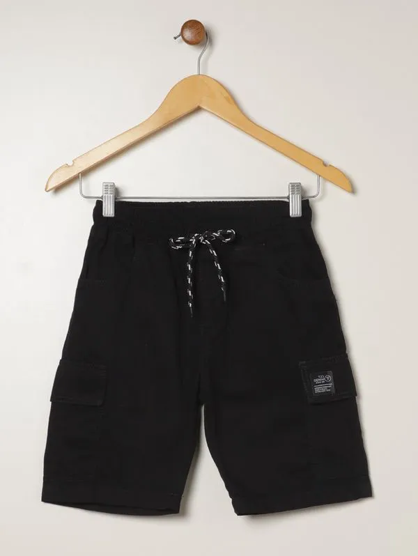 Bermuda Sarja Cargo Juvenil Para Menino - PRETO 10