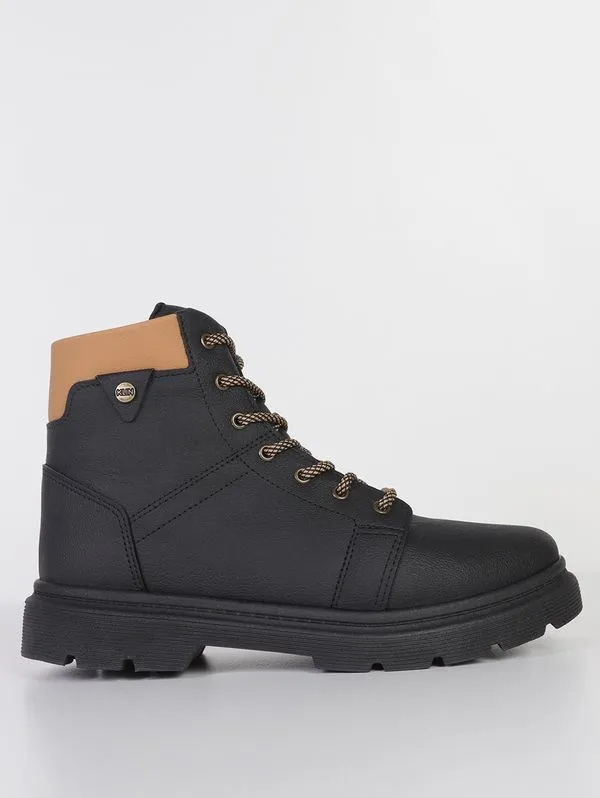 Bota Coturno London Juvenil Para Menino - PRETO/CARAMELO 36