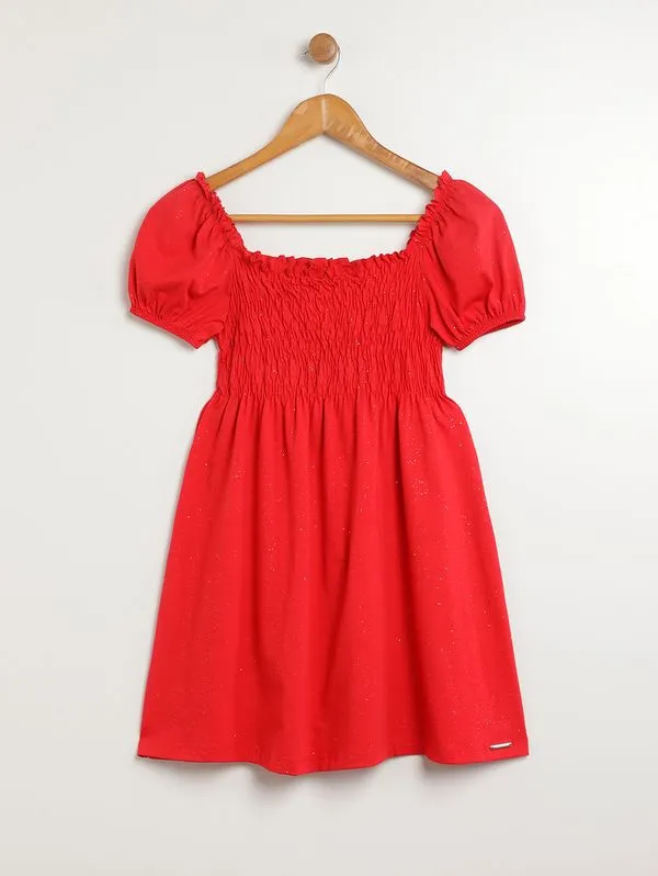 Vestido Juvenil Para Menina - VERMELHO 10