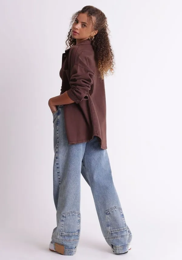 Calça reta cintura alta bolso invertido Azul 32