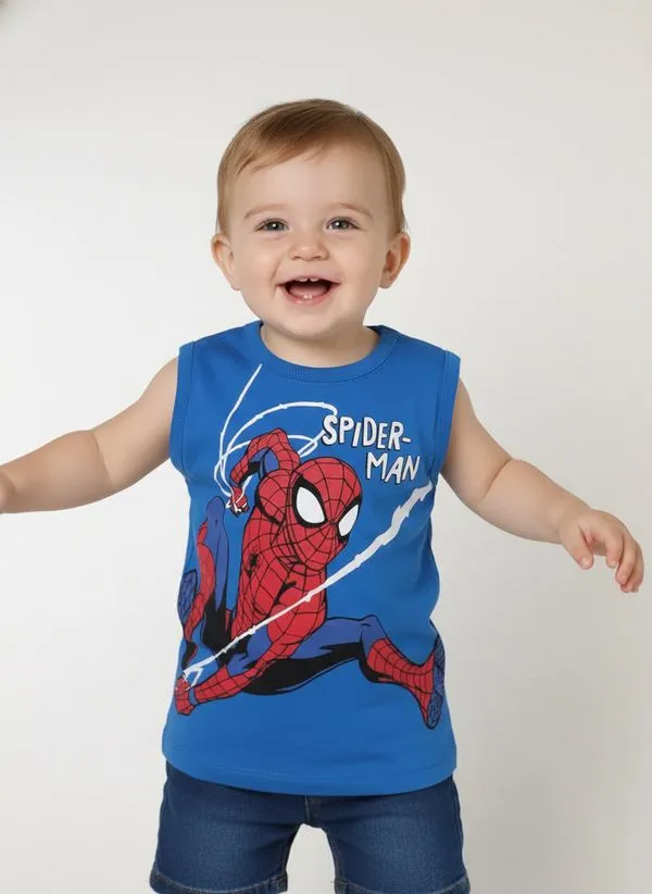 Camiseta Regata Spider Man Infantil Para Menino- AZUL 1