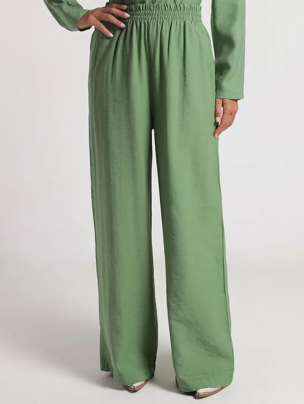 Calça Wide Leg Feminina VERDE G