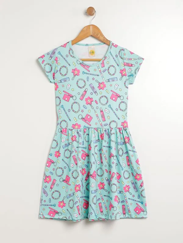 Vestido Juvenil Para Menina - VERDE 14