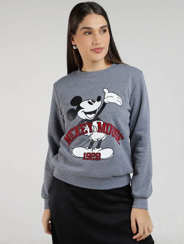 Moletom Mickey Disney Feminino CINZA CLARO P