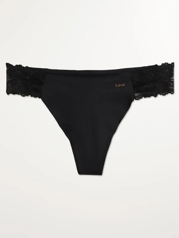 Calcinha Laser Fio em Renda Feminina PRETO GG
