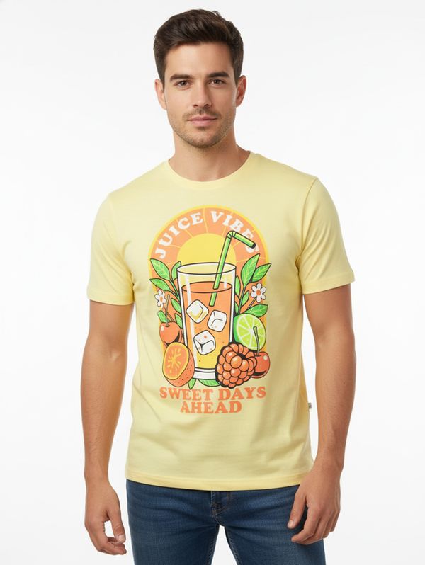 Camiseta Estampada Manga Curta Masculina AMARELO P