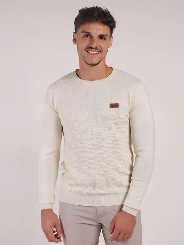 Blusão Tricot Manga Longa Masculino AREIA M