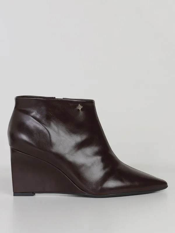 Bota Cano Curto Salto Anabela Feminina MARROM 37