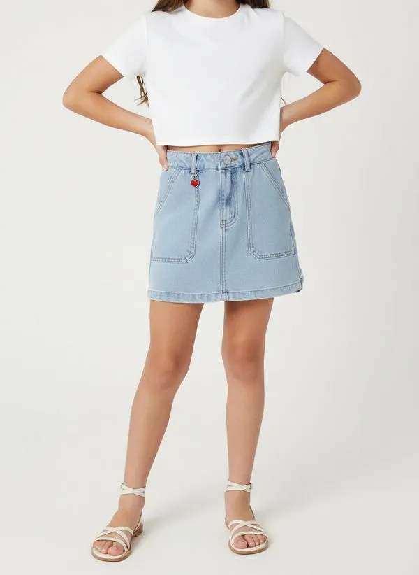 Saia Jeans Juvenil Para Menina - AZUL 12
