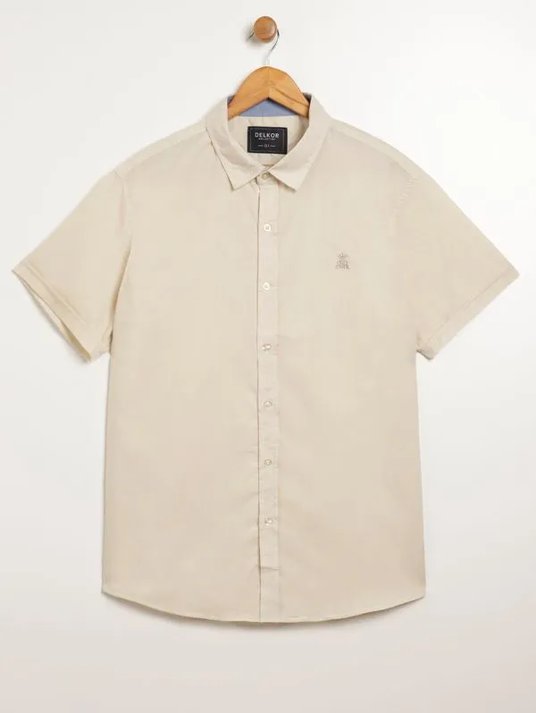 Camisa Comfort Manga Curta Plus Size Masculina AREIA G3