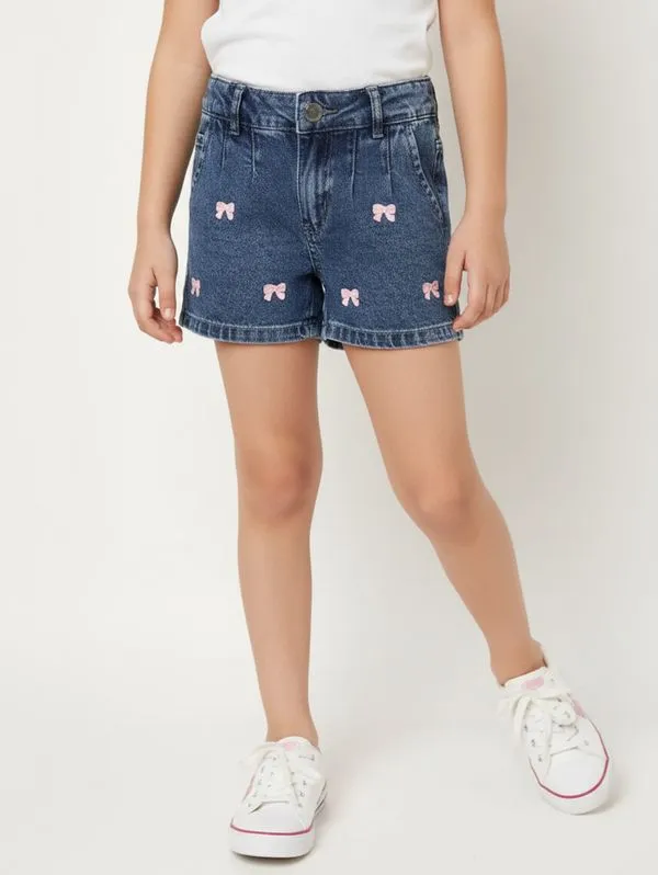Short Jeans Infantil Para Menina - AZUL 6