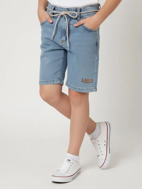 Bermuda Jeans Infantil Para Menino - AZUL 4