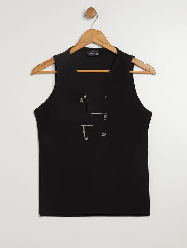 Camiseta Regata Gangster Infantil Para Menino - PRETO 12