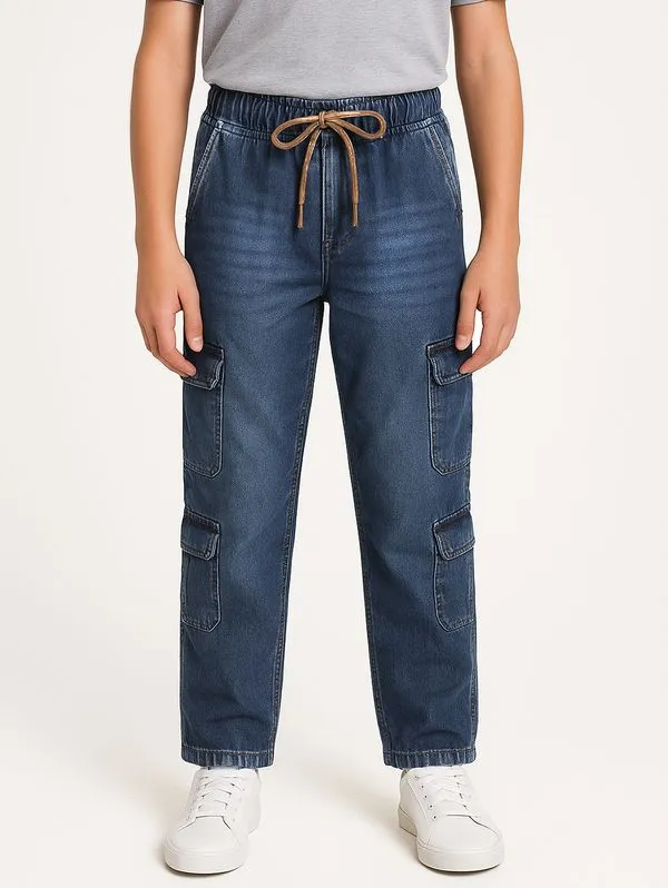Calça Jeans Cargo Juvenil Para Menino - AZUL 10