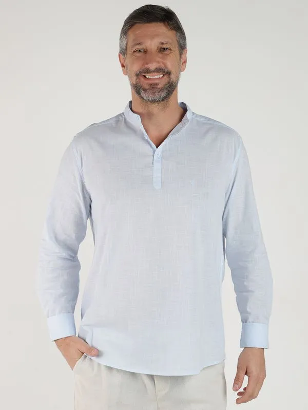 Camisa Comfort Fit Gola Padre Eletrón Masculina AZUL CLARO GG