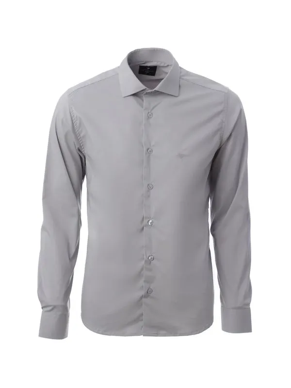 Camisa Manga Longa Slim Masculina CINZA GG