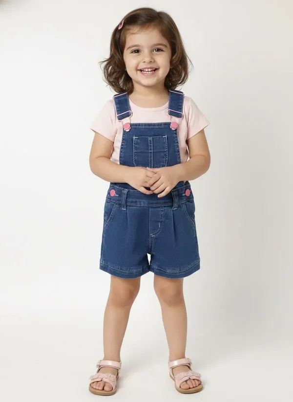 Jardineira Infantil Para Menina - AZUL 3