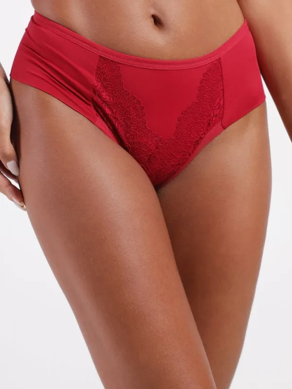 Calcinha Alta com Renda Feminina VERMELHO GG