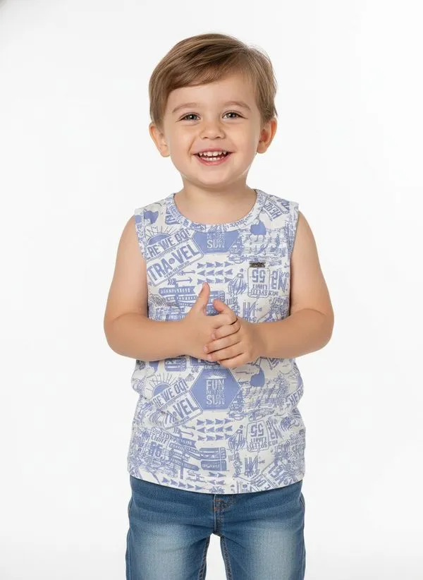 Camiseta Regata Infantil Para Menino - AZUL 1