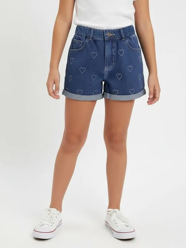 Short Jeans Infantil Para Menina - AZUL 8