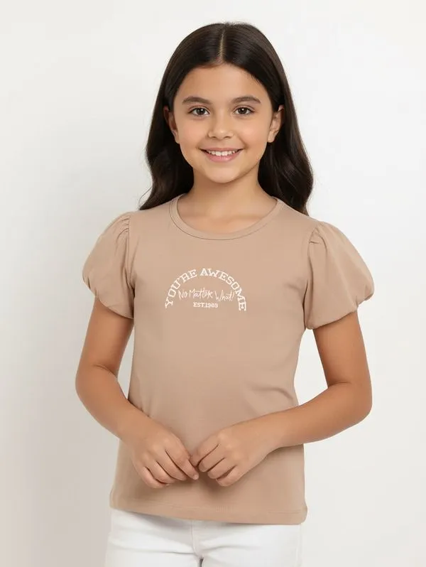 Blusa Manga Curta Vels Juvenil Para Menina - BEGE 14